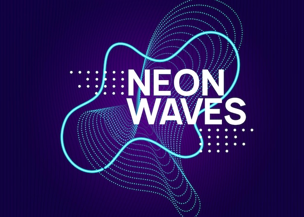 Neon techno event flyer. Electro dance music. Electronic sound.