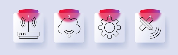 Network and connectivity set icon WiFi router cloud connection gear settings satellite signal wireless technology data transfer communication