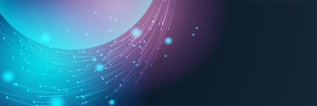 Networking abstract neon style blue wide banner design background Abstract modern 3d banner design with dark blue technology geometric background Vector illustration