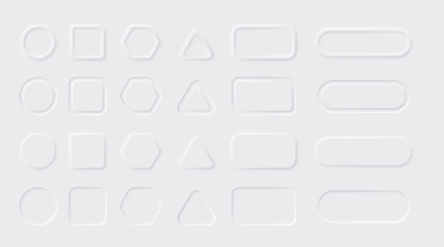 Neumorphic buttons mega set Different 3d shapes Web elements 3d design