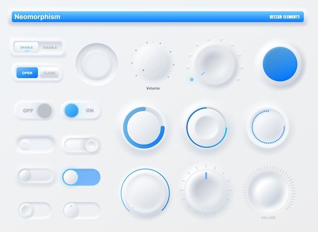 Neumorphic knob UI kit, mobile application