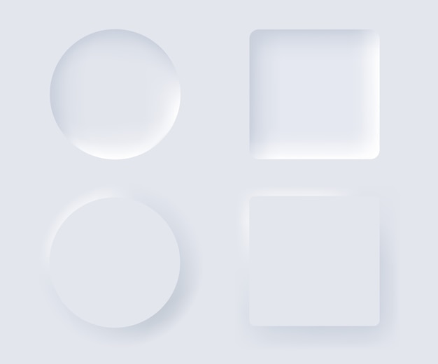 Neumorphism design element set. Trendy interface for applications.