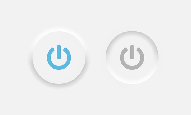 Neumorphism on off round shape power button set. Circle objects for website, mobile menu, navigation and application. Vector EPS 10