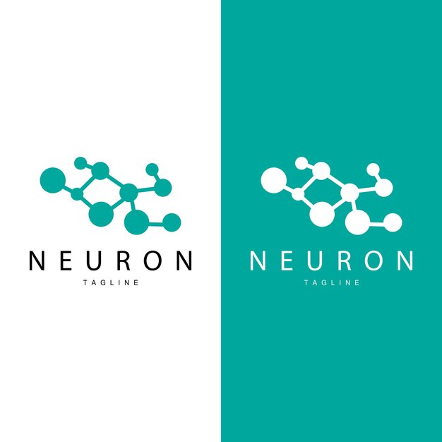 Neuron Logo Cel Dna -verkko, vektori ja hiukkasteknologia Yksinkertainen kuvitusmallin suunnittelu