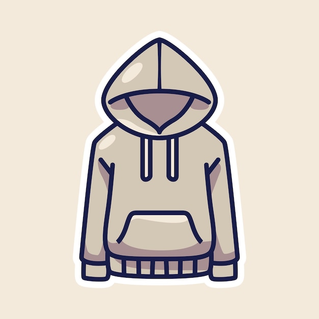 neutraltoned hoodie illustration with minimalist drawstring design cute cartoon isolated