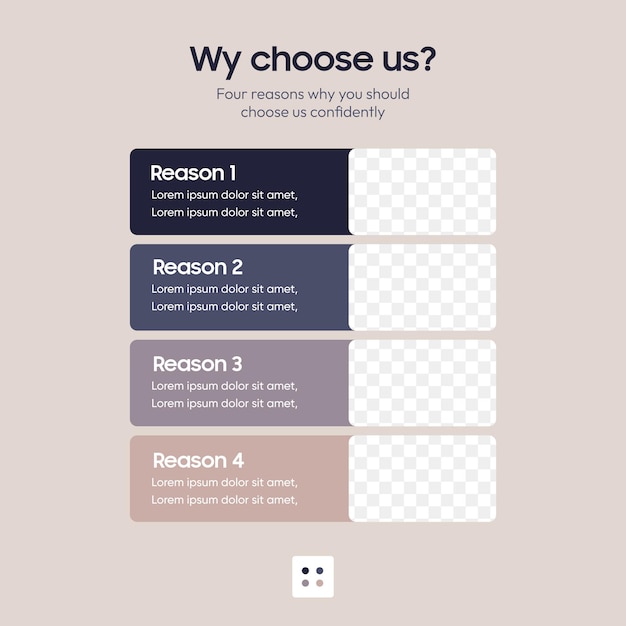 New_4 Option Infographic with Why Choose Us Graphic Design Social Media Banner
