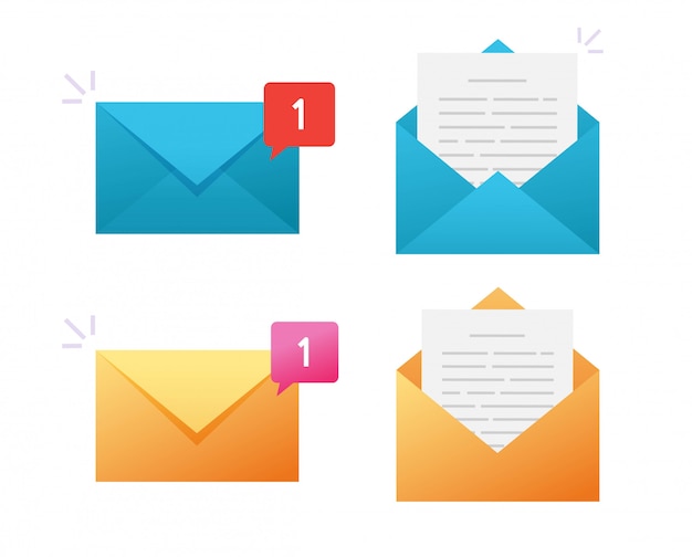 New email icon vector or electronic mail notification notice message flat design