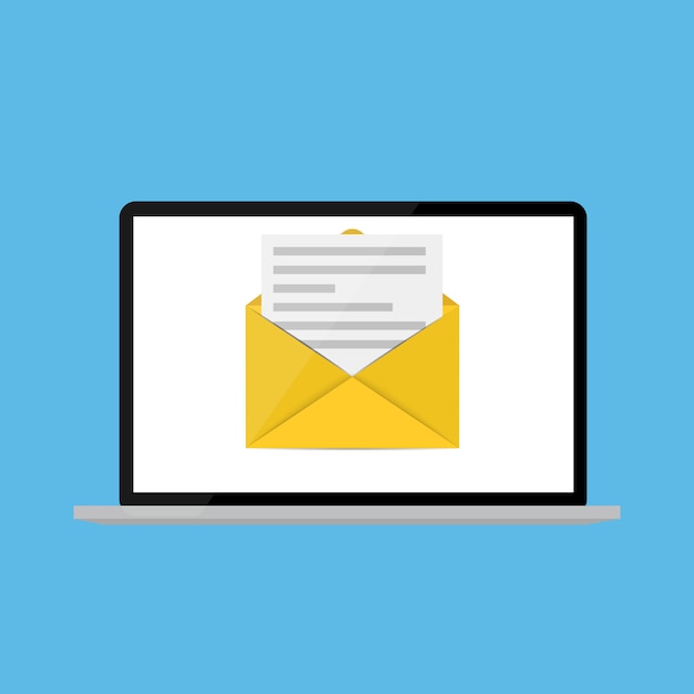 New Email on the laptop screen notification concept.  illustration