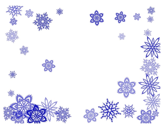 New Year card border pattern template with simple snowflake elements isolated