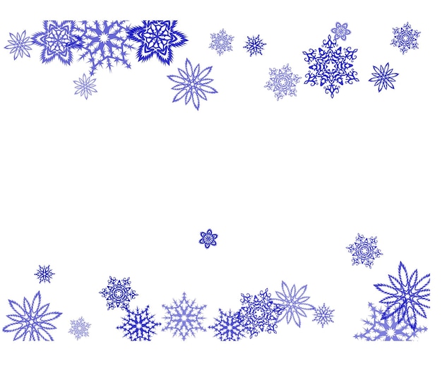 New Year card border pattern template with simple snowflake elements isolated