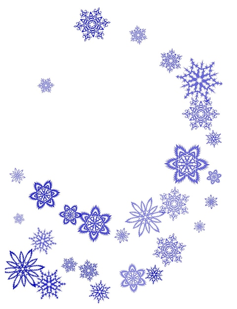 New Year card border pattern template with simple snowflake elements isolated
