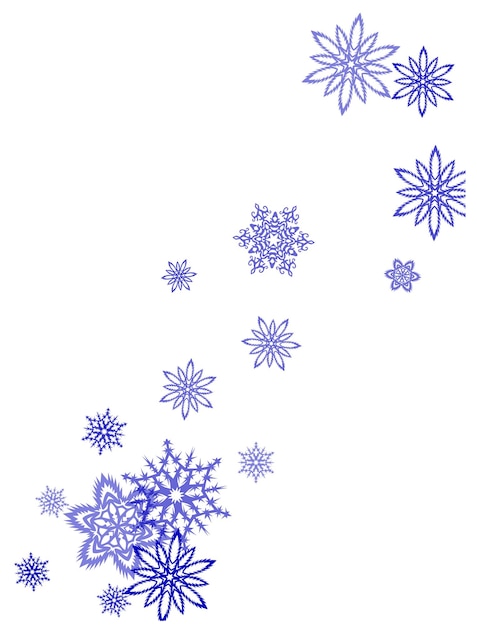 New Year card border pattern template with simple snowflake elements isolated