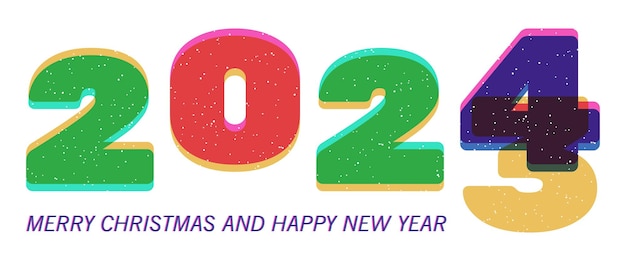 new year typography risograph print style vector illustration