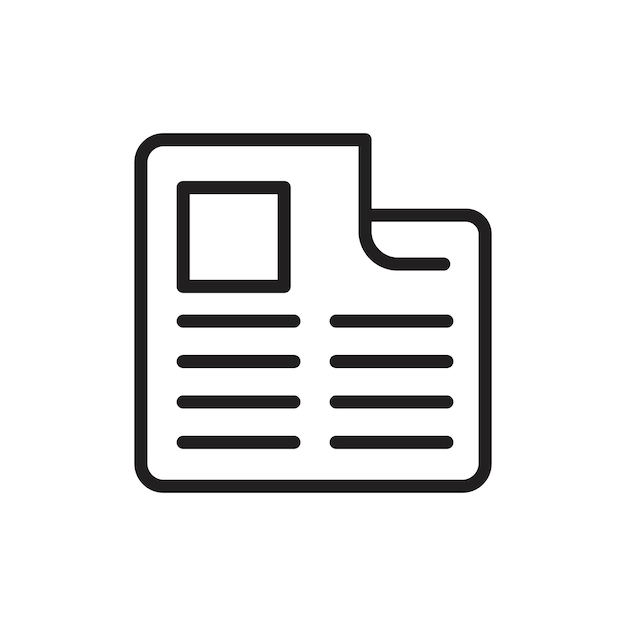 Newspaper icon Flat art in black and white isolated