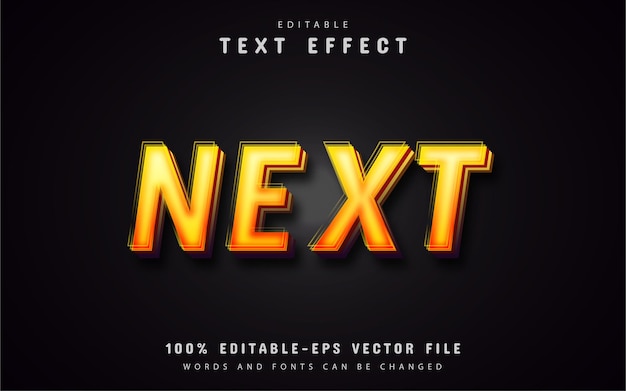 Next text, orange gradient style text effect