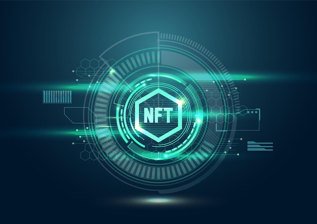 NFT futuristic digital background. Cryptocurrency concept.