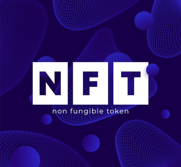 NFT non fungible token banner design vector
