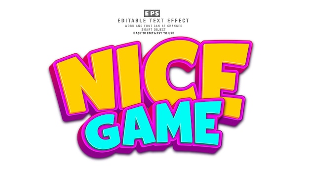 nice game 3d editable text effect vector with background