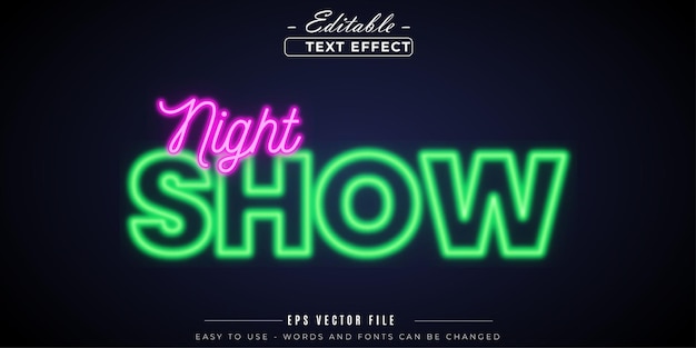 night show neon 3d editable text effect