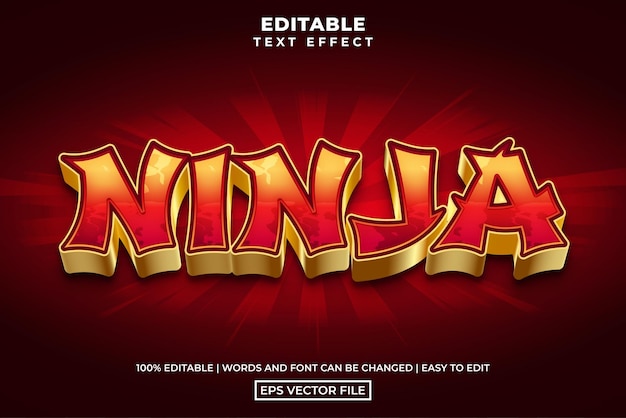 Ninja 3d style editable text effect template