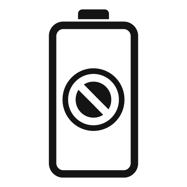 No charging battery icon simple vector Low power