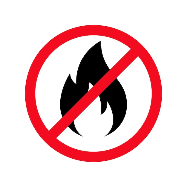 No fire icon Forbidden bonfire vector icon