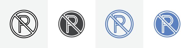 no parking icon vector set use for web ui or app