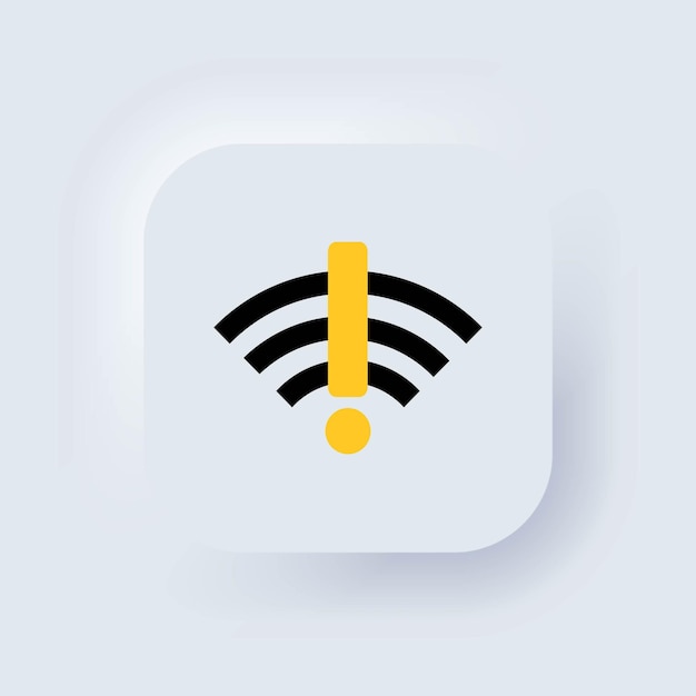 No signal internet. No Wifi sign. No connection. No network. Neumorphic UI UX white user interface web button. Neumorphism. Vector EPS 10.