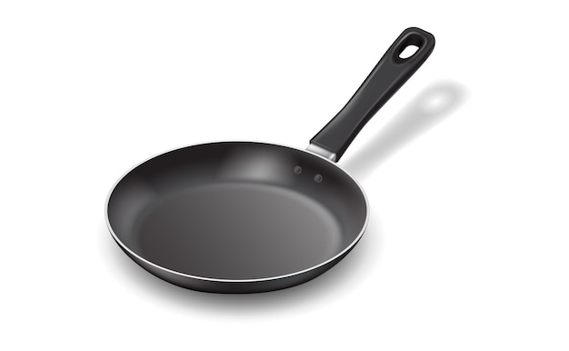 Nonstick frying pan with handle realistic illustration