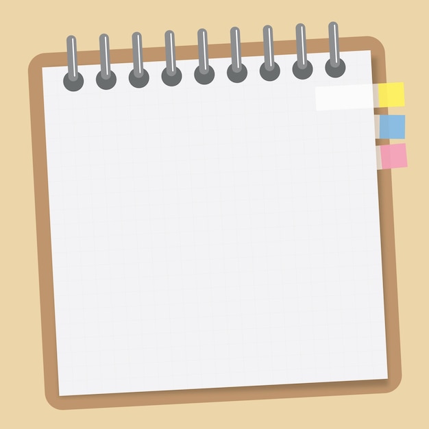 Notepad with sticky notes and blank paper
