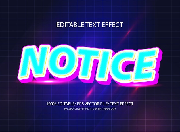 Notice 3d editable text effect template