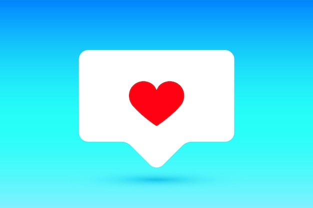 notifications sign like, speech bubble. like symbol with heart, one like and shadow for social network