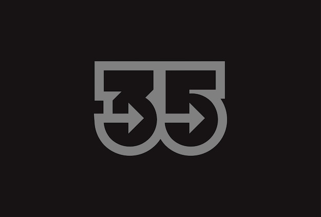 Number 35 Logo Monogram number 35 with Arrow combination usable for business and anniversary logos