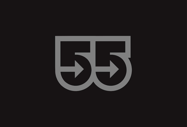 Number 55 Logo Monogram number 55 with Arrow combination usable for business and anniversary logos