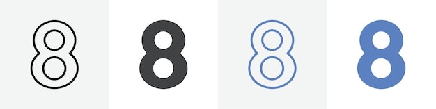 number 8 icon vector set use for web ui or app