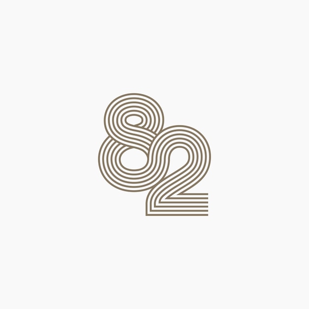 Number 82 multiple line elegant stylish logo design vector illustration Isolated object on white
