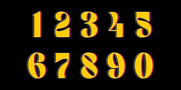 number font font of numbers in classical style with contemporary geometric design