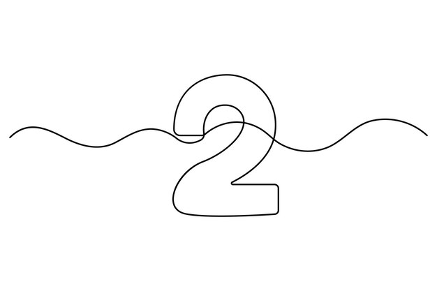 Number two in a continuous line with a wave