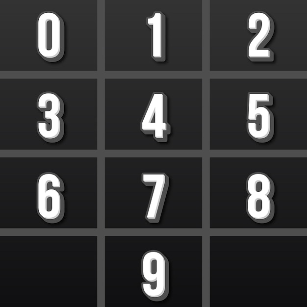 numbers from 0 to 9, a set of text effects numbers decorated