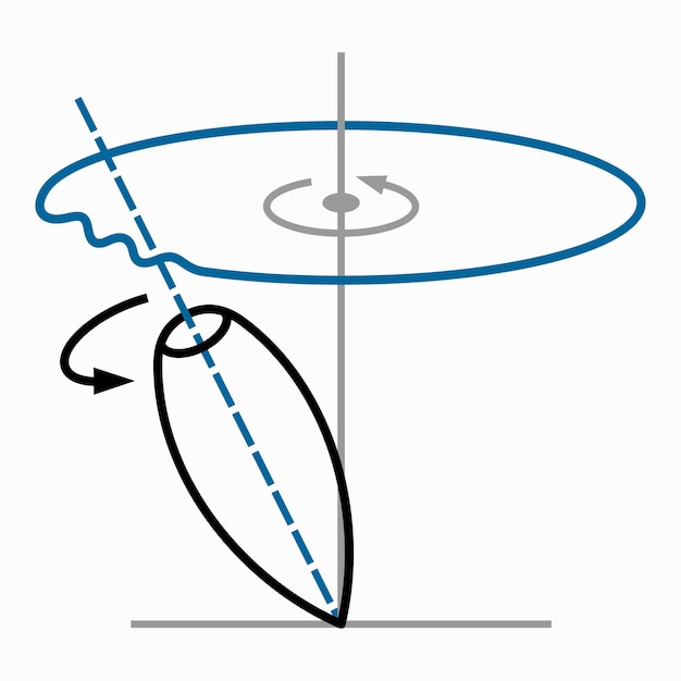 nutation, rocking swaying or nodding motion of a symmetric object