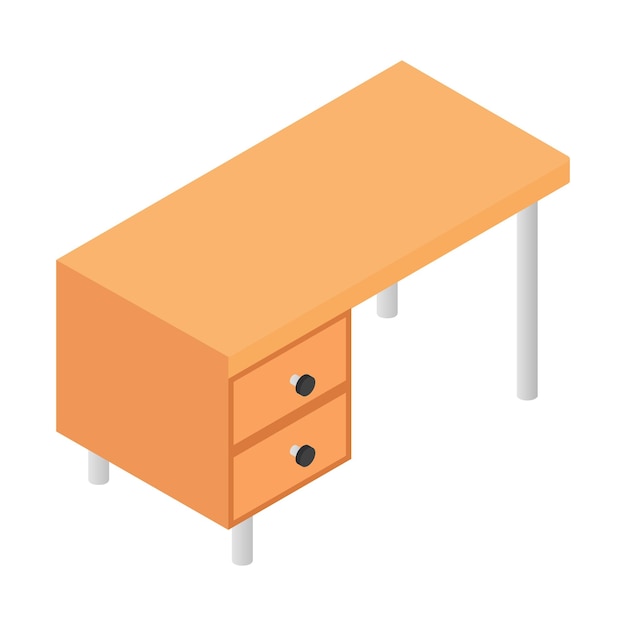 Office table isometric 3d icon Workplace and job office working symbol on white background