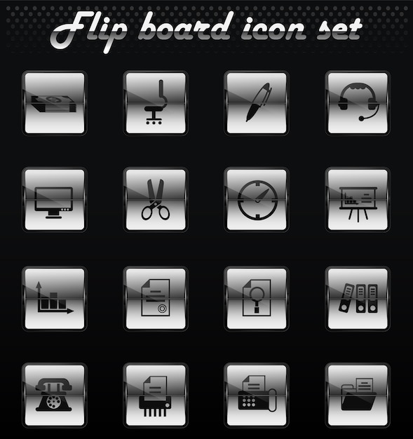 office vector flip mechanical icons for user interface design