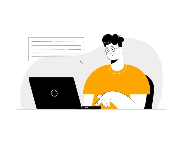 Office worker Man is working at his laptop