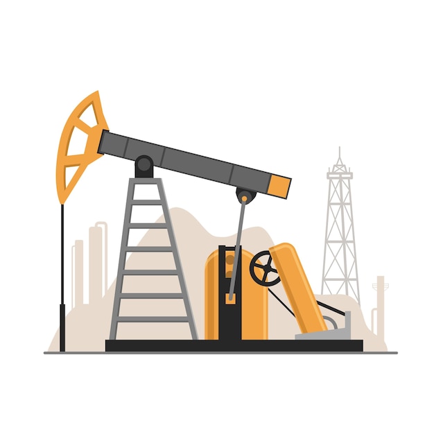 Oil pump jack illustration Oil and gas industry