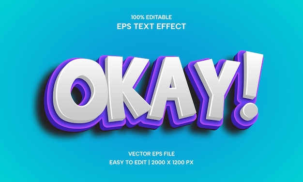 okay 3d creative blue purple color editable text effect