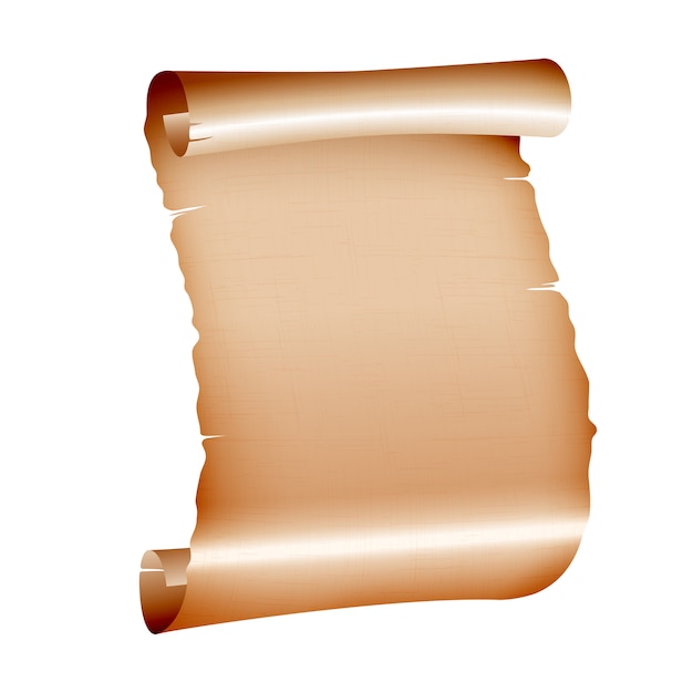 old blank scroll paper on white background.  