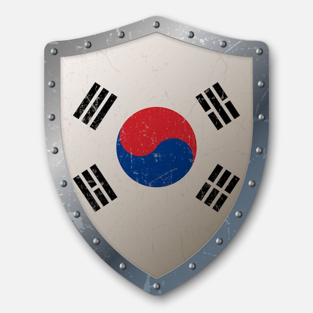 Old Shield with Flag of South Korea