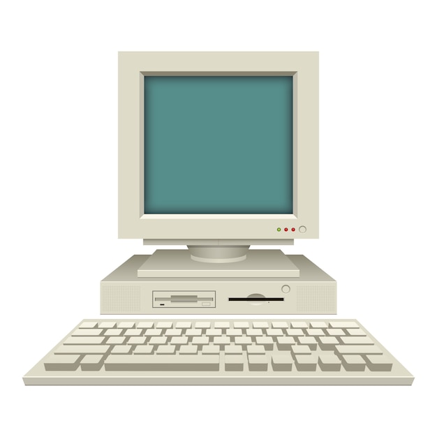 Old vintage pc   illustration  on white background