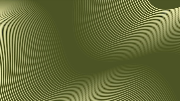 Olive Green Abstract Wave Background with Curved Gradient Lines