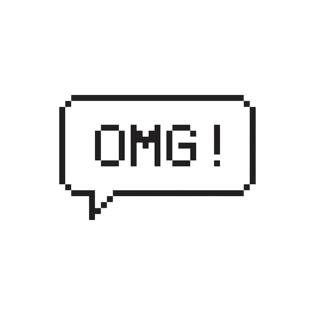 omg pixel art lettering typography in speech bubble